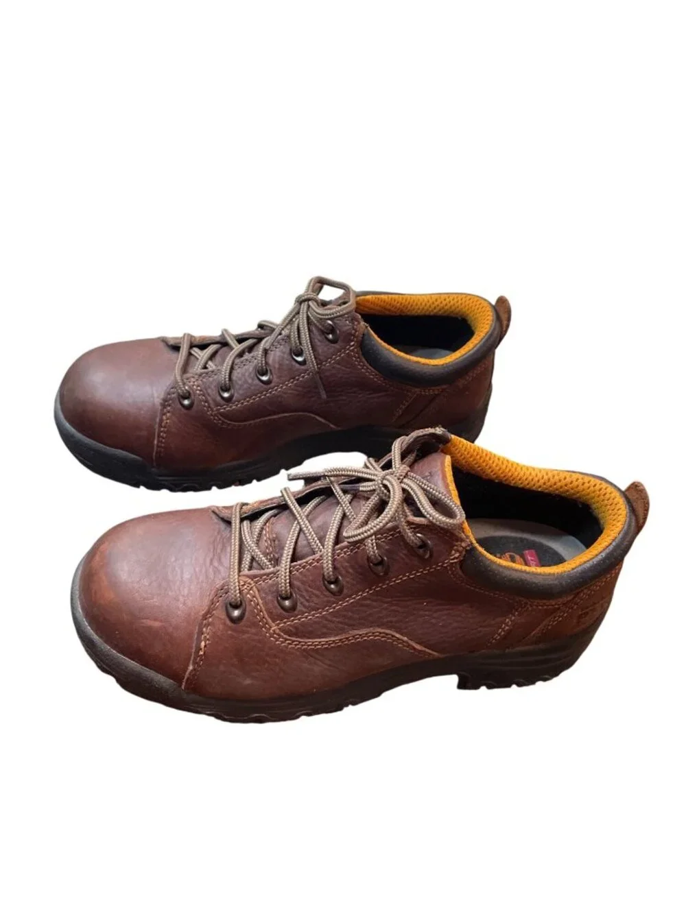 Timberland Pro Power wms brown leather steel toe work shoes sz 9.5M SKU 10-486